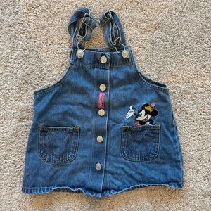 Vintage Mickey & Co Baby Minnie Mouse Embroidered Denim Jumper Dress Size 2T